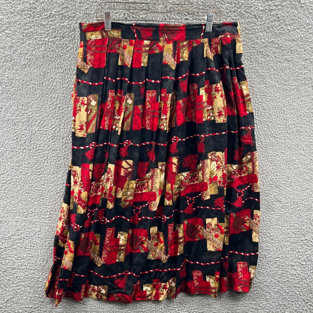 Vintage Womens Boho Scarf Maxi Skirt 22‎ Artsy Patchwork Border Eclectic Resort